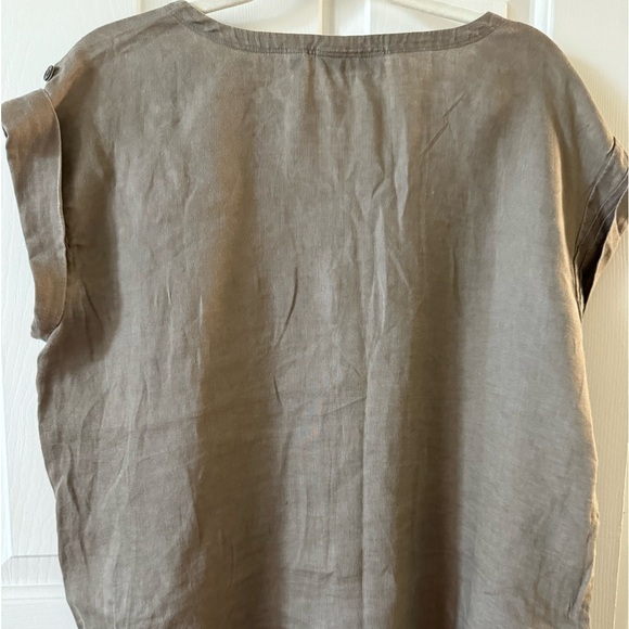 Sak’s Fifth Avenue THREADS Tunic Style Linen Top w/ Pockets, M Taupe - Picture 6 of 15